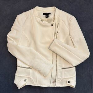 H&M white motorcycle style jacket
